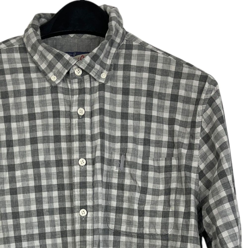 Johnnie-O Mens L 100% Cotton‎ Mid-weight Long Sleeve Button Down Gray Check